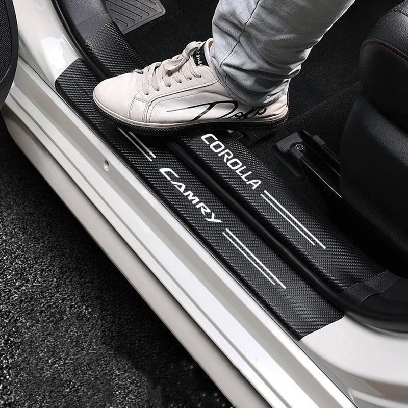 Carbon Fiber Car Sticker Car Door Trunk Protective Strip Anti Scratch Decal For Toyota Camry Corolla C-hr Rav4 Yaris Accessories