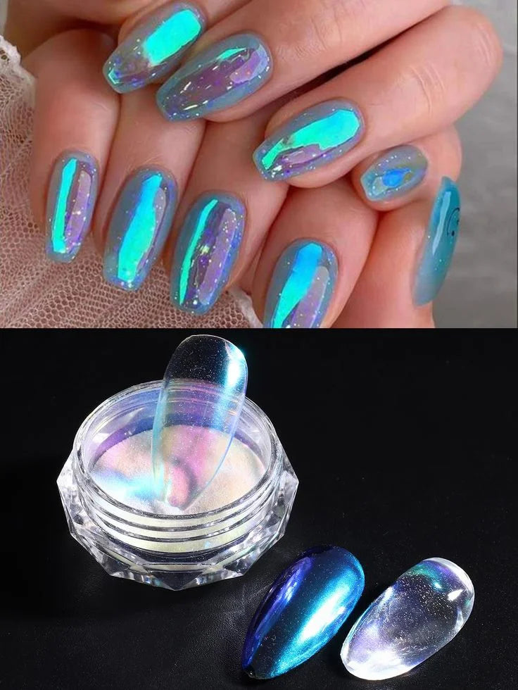 1 G 1 PCS Nail Powder Nail Pigment Holographic Mirrorlridescent Mermaid Rubbing Dust Glitter Gel Polish Manicure Decoration