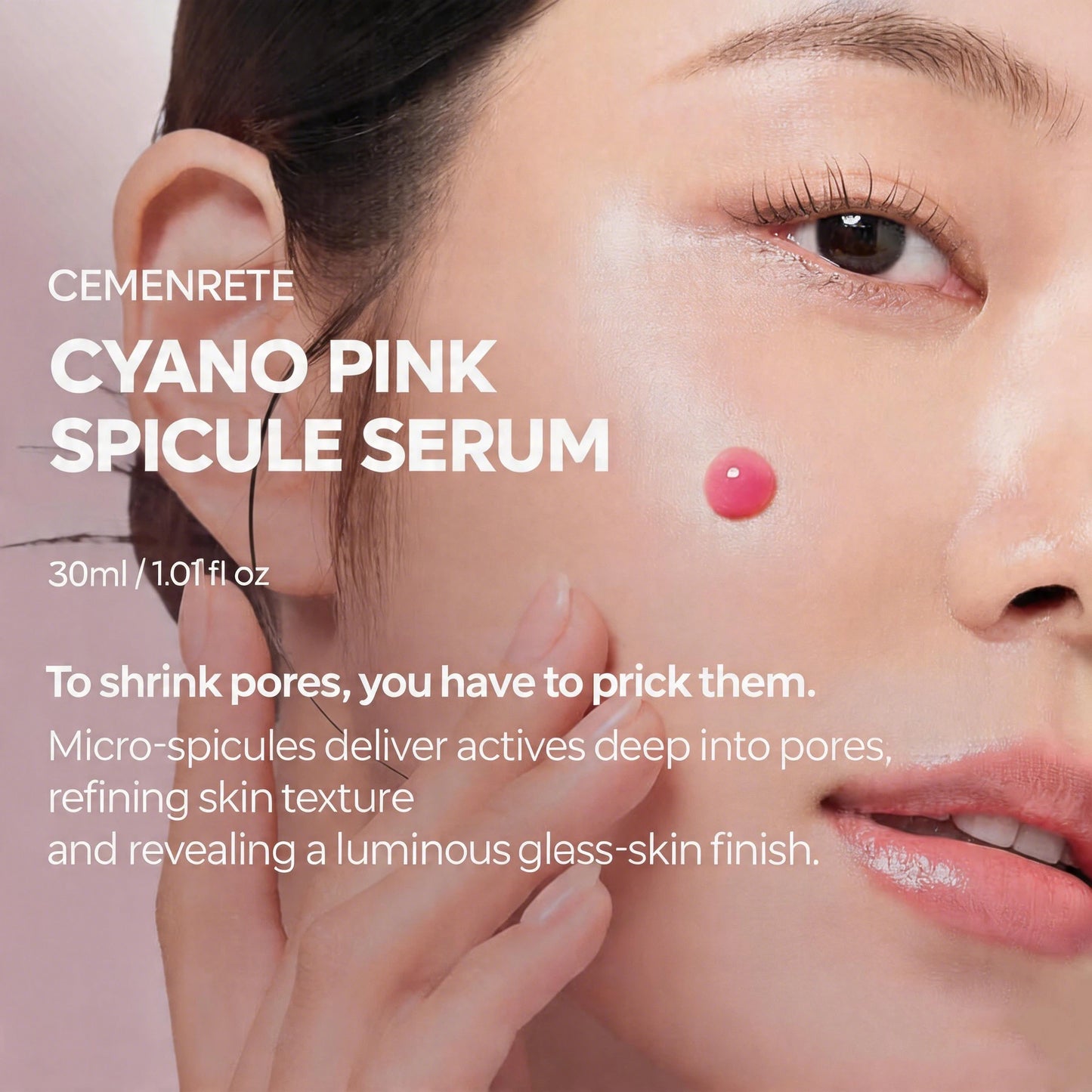Cyano Pink Spicule Serum with Vitamin B12, Liquid Microneedle Pore Refining Face Essence, Niacinamide for Skin Texture Renewal,