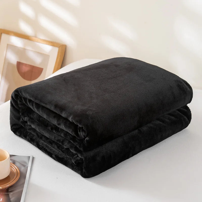 Coral Fleece Flannel Blanket, Soft Lightweight Bed Throw