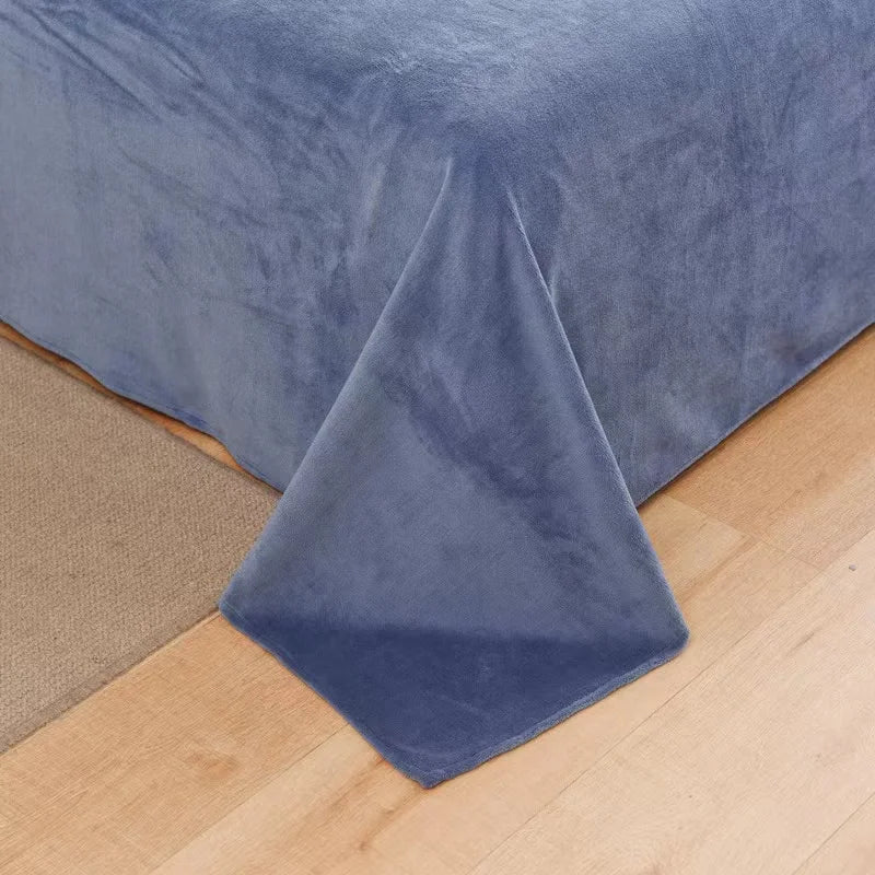 Winter Warm Thick Plush Velvet Flat Sheet Solid Color Large Size Soft Flannel Bed Sheet 350x245cm Not Including Pillowcase