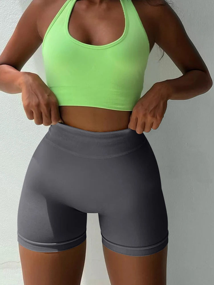 2026 Women's Yoga Shorts High Waisted Fitness Pants Seamless Hip Lifting Ladies Sports Shorts
