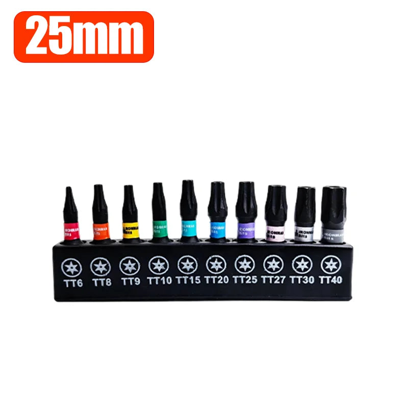 Torx Impact Tough Magnetic Screwdriver Bit S2 Steel Steel Long Extension Driver Drill Bits Hex Shank Batch Head with Base Holder