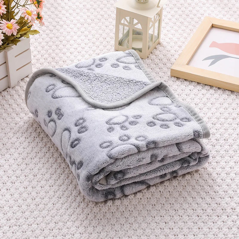 Paw Print Flannel Pet Blanket - Washable Mat for Small and Medium Pets - photo 6