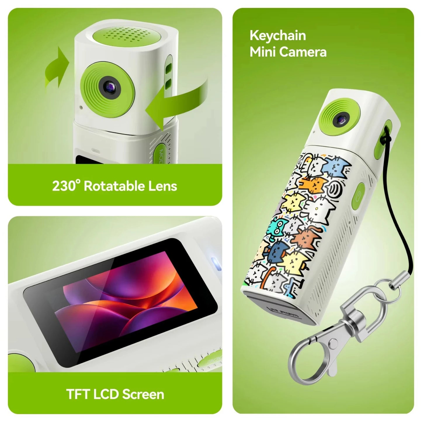 Ourlife 2K Thumb Camera — 230° Flip Lens Mini Keychain Camera