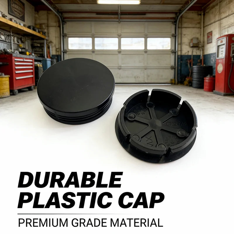 4 Pcs Black Plastic Car Wheel Center Caps - 49mm & 50mm