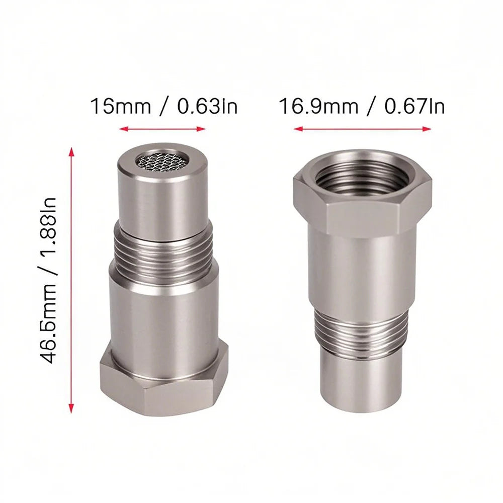 2PCS Mini 46.5*16.0*16.9MM Oxygen Catalyst Sensor For Automobile Silver Stainless Steel Durable Car Accessories