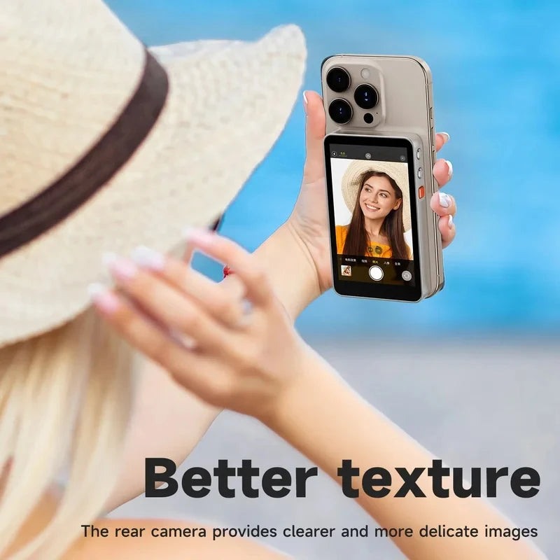 Vlog Selfie Monitor Screen for iPhone & Android, Magnetic Wireless Rear Camera Phone Monitor with 164FT Range for YouTube