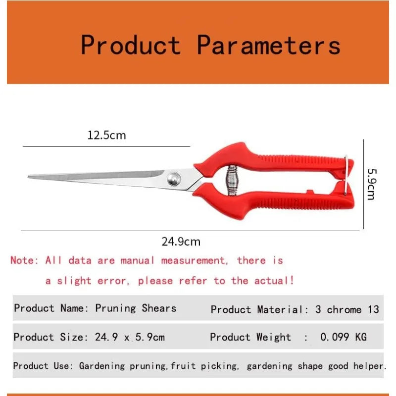 Straight-Head Pruning Shears — Stainless Steel Bonsai Garden Scissors