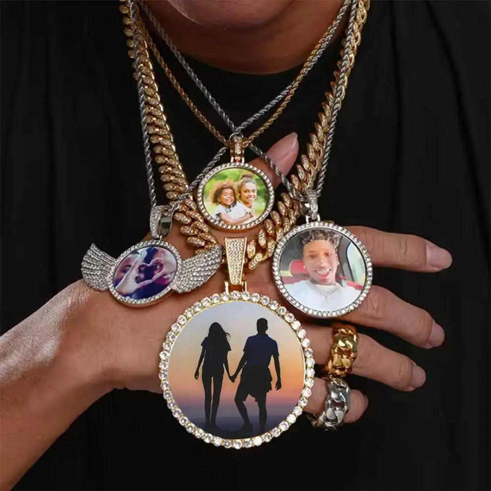 Circle Chain Picture Customiz Photo Necklace Men Women Personalized Jewelry Customized Any Picture Pendant Mothers or Lover Gift