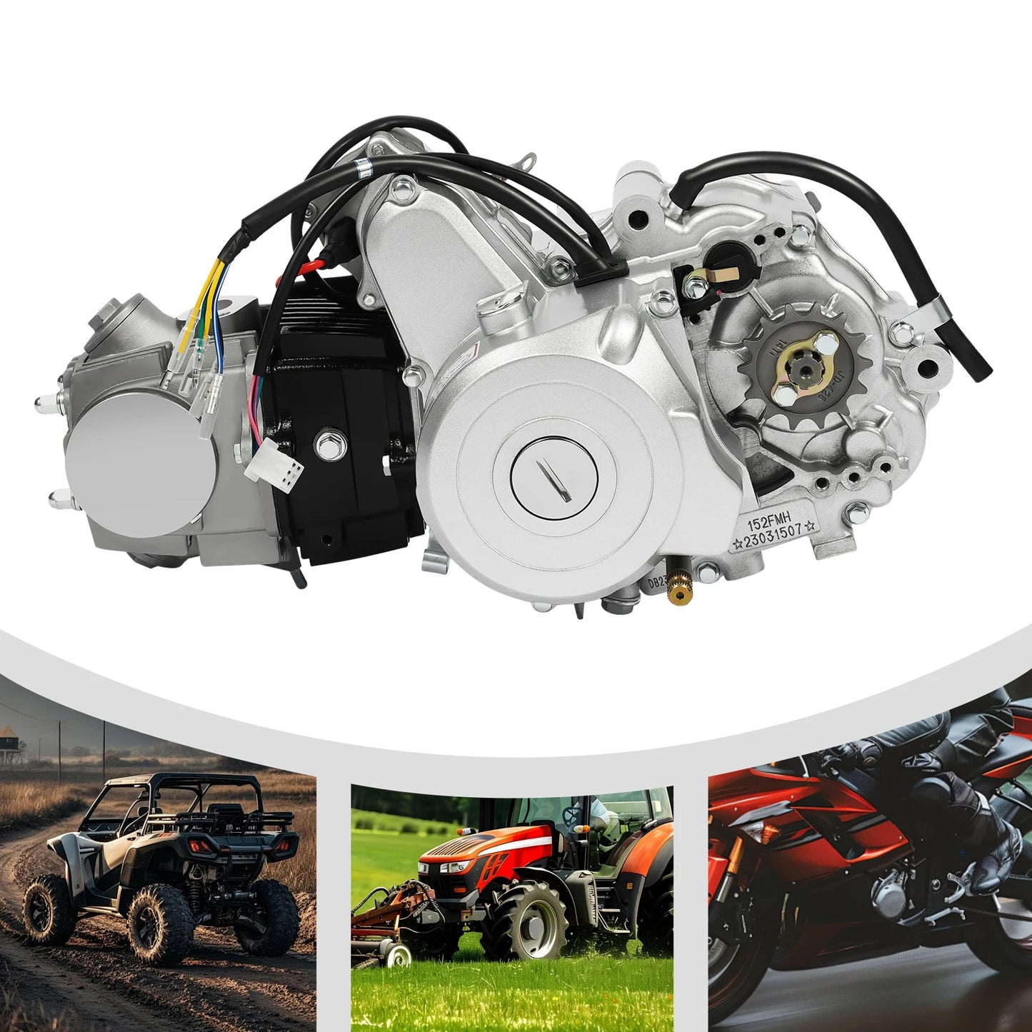125CC 4 Stroke Electric Motor Semi Auto Engine CDI+Reverse for ATV Quad Go Kart