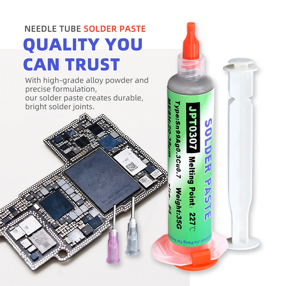 Lead Free High-Temperature Solder Paste Sn99 Ag0.3 Cu0.7 Needle Tube, Mobile Phone USB Socket Repair, LED Soldering