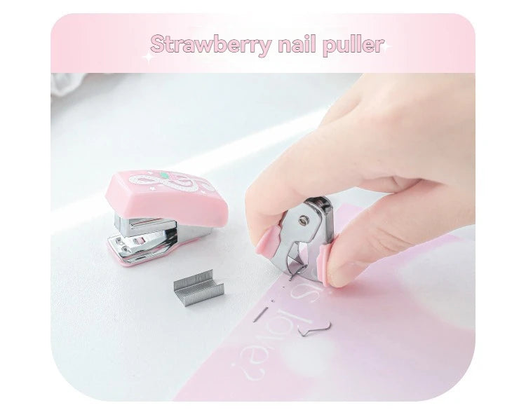 1PC Tool Set High Beauty Strawberry Efficiency Set Stapler Storage Stationery Student Specific Tool Set