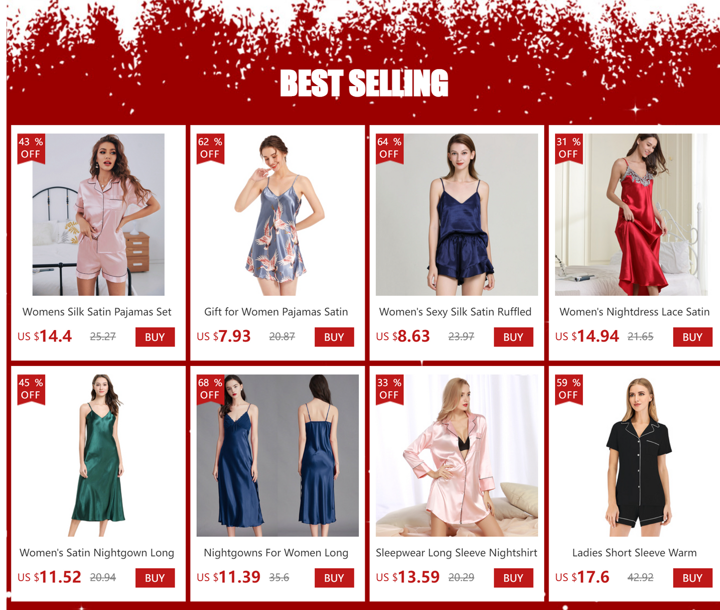 Women's Silk Satin Pajamas Set – Short Sleeve Button-Down Two-Piece Sleepwear Loungewear | XS–XXL (6 Colors)