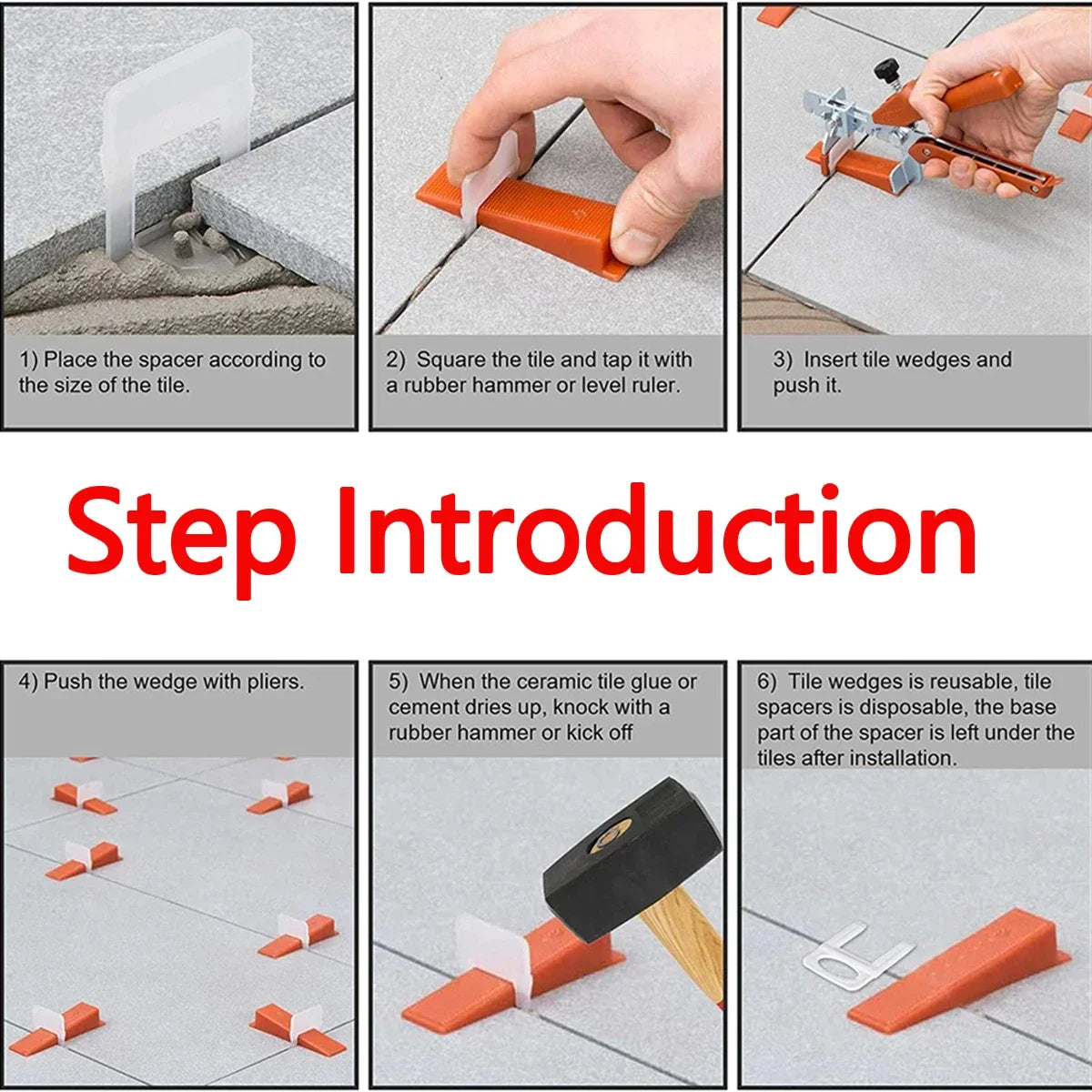 Tile Leveling System 1000 Pc, Clips Spacers & Straps Kit