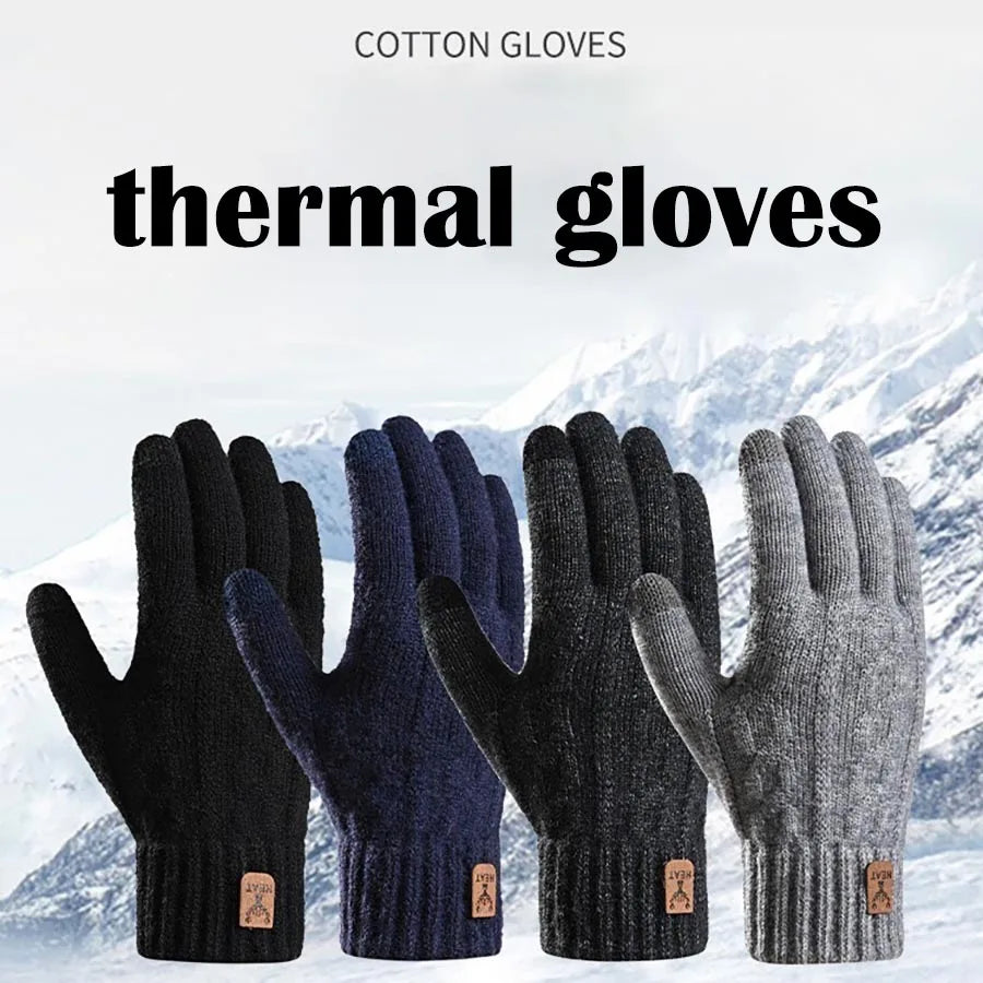 Men's Plush Lined Knit Gloves - Thick Winter Gloves - photo 3