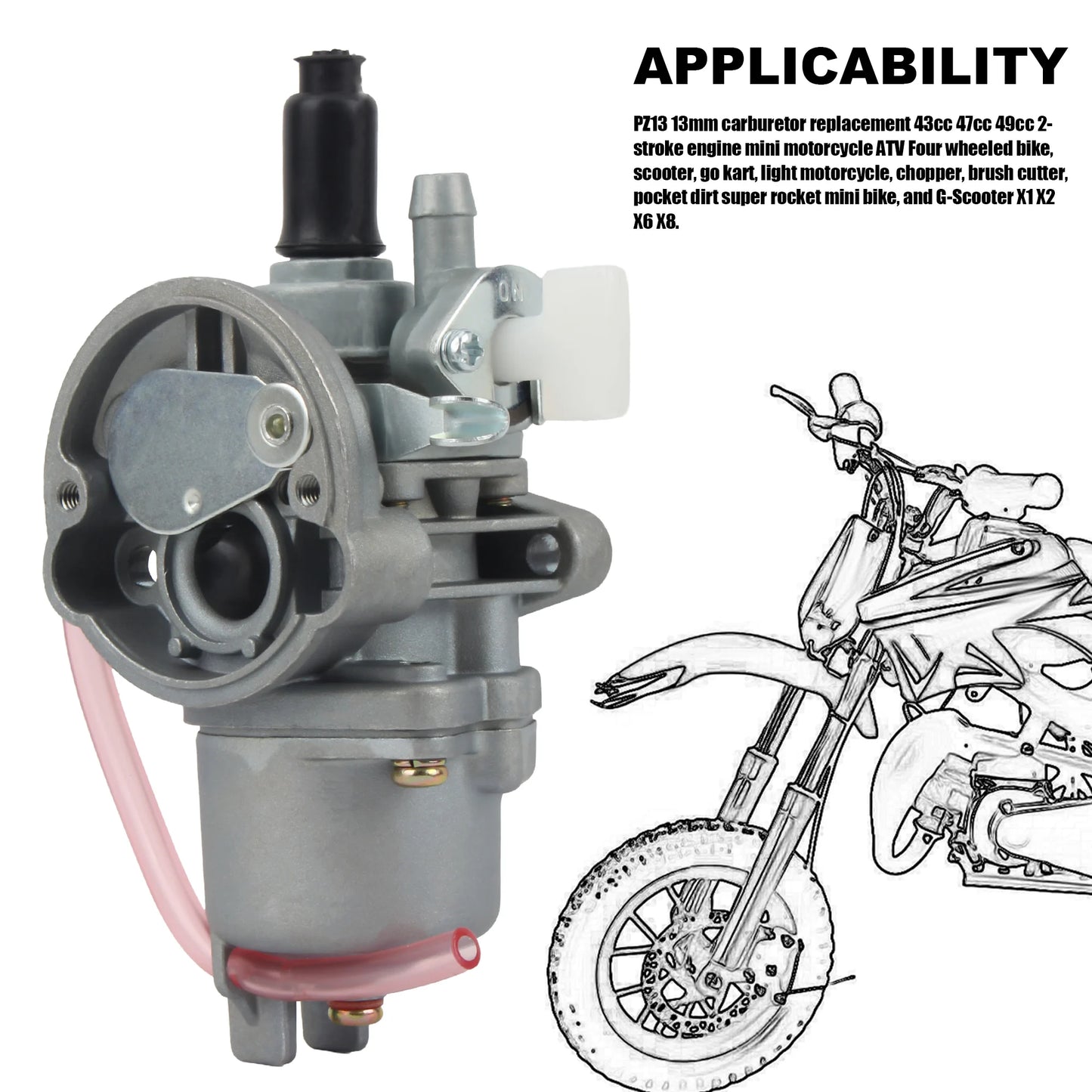 Carburetor With Steel Air Filter Inlet Pipe For 43cc 47cc 49cc 2 Stroke Engine Mini Moto ATV Quad Dirt Pocket Bike Go Kart Parts