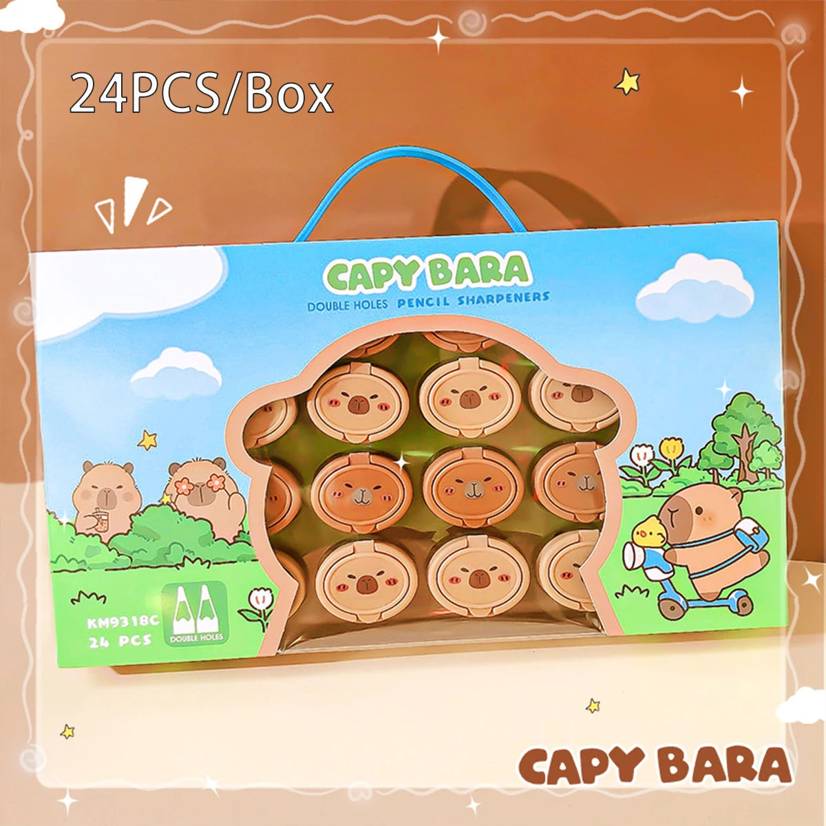 Cute Capybara Cartoon Flip-Top Dual Hole Sharpener for Kids Mini Portable Compact Pencil Sharpener School Supplies Learning Tool