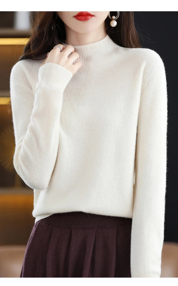 Women's Merino Wool Mock Neck Sweater