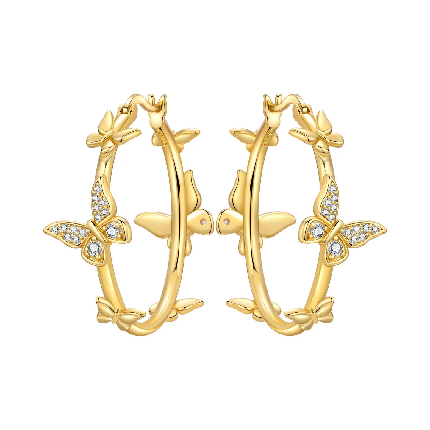 Original 2026 S925 Sterling Silver Zircon 18K Gold Lining Vintage Hoop Earrings for Women Birthday Party Wedding Gift Jewellery