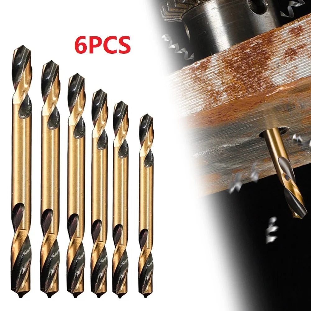 6pcs HSS Double-Headed Auger Drill Bits For Metal Stainless Steel Wood Drilling Power Tool 3mm/ 3.5mm/ 4mm/ 4.5mm/ 5mm/ 6mm