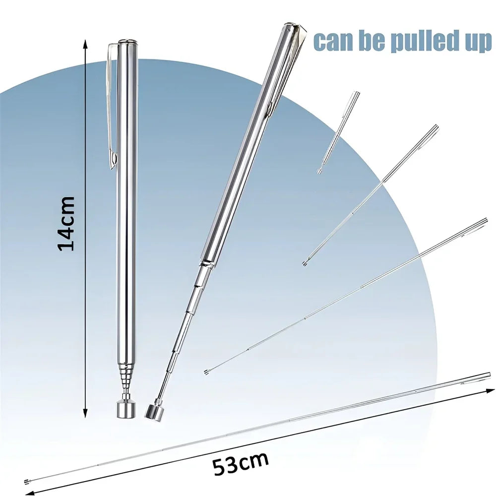 Telescopic Magnetic Pen Extendable Pickup Rod Stick with Light Mini Portable Magnet Pick Up Tool for Picking Up Screws Nut Bol
