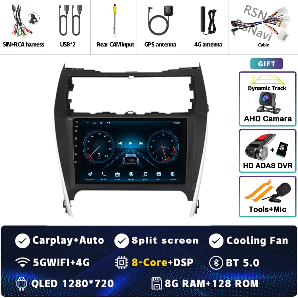 Android 16 For Toyota Camry US 2012 - 2014 2K QLED Android Car Radio Multimedia Video Player GPS Stereo CarPlay 4G Head Unit