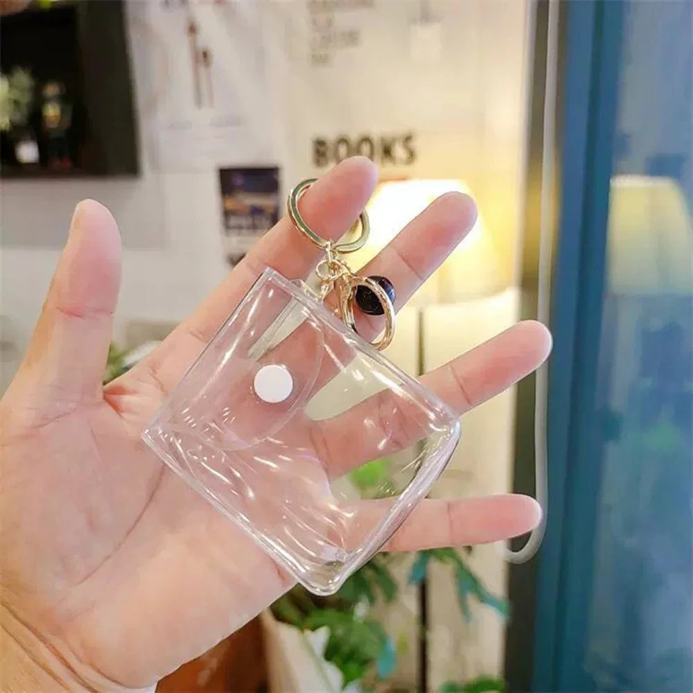 Transparent PVC Square Mini Coin Purses Case Clear Small Key Wallets Pouch Women Kids Girls Lipstick Earphone Coin Storage Bags