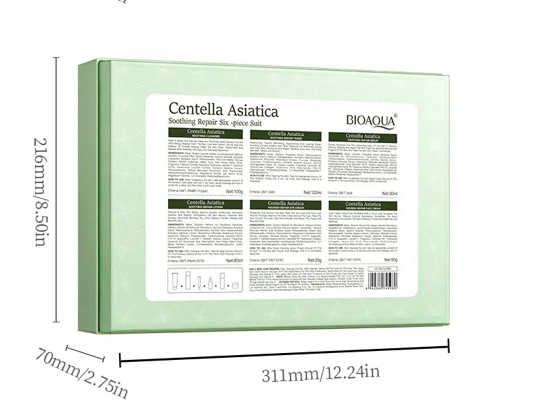 6pcs/set BIOAQUA Centella Skin Care Sets Moisturizing Anti-Aging Face Facial Cleanser Face Cream Serum Eye Cream Skin Care Kit