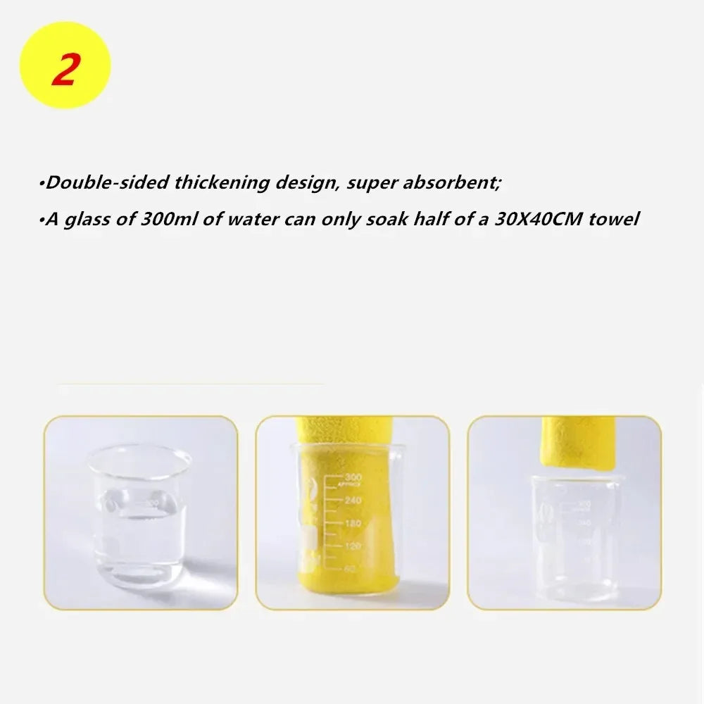 2PCS Yellow Microfiber Towels, 30x30cm Super Absorbent Cleaning Cloths, for Car Wash, Glass, Home & Pet Care