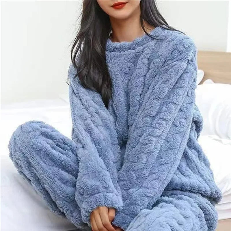 Women's Jacquard Fleece Pajama Set - Thick Plush Winter Sleepwear - photo 12