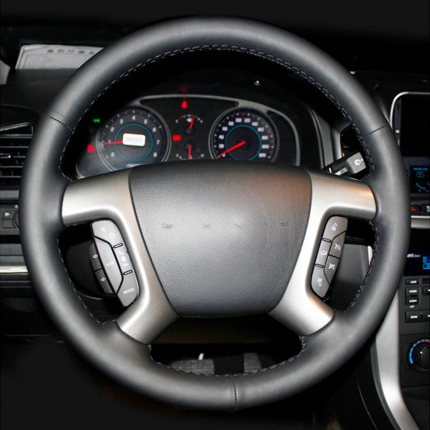 Hand-Sewn Leather Steering Wheel Cover — Chevrolet Captiva, Silverado & GMC Sierra (2007–2014)