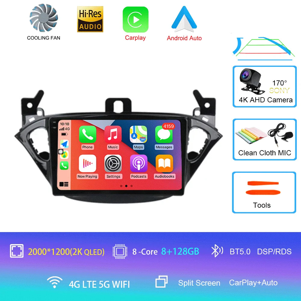 Carplay 2 Din Android 16 Car Radio Audio Multimedia For Opel Corsa E 2014 2015 - 2019 GPS Navigation Auto Stereo Monitor BT WIFI