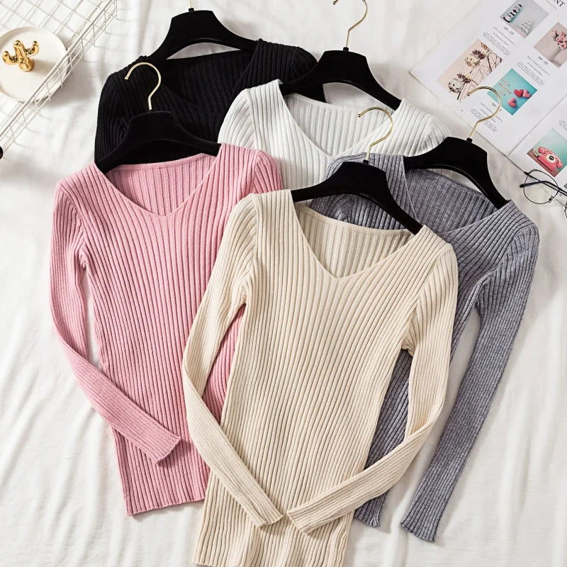 Women's V-neck knit pullover, casual sweater — view 10 of 20