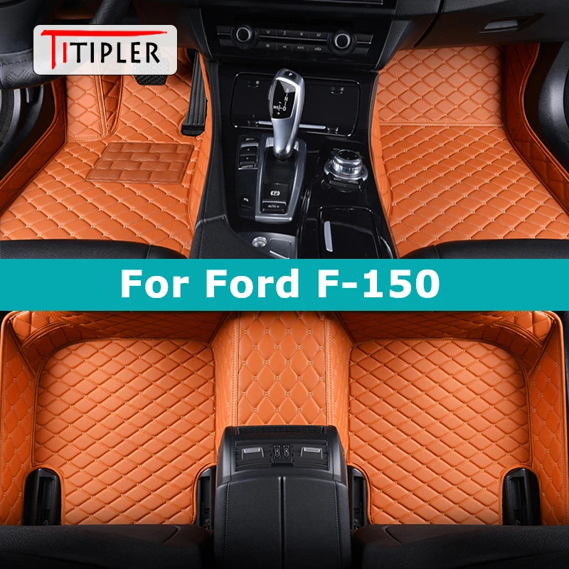 Custom-Fit Leather Car Floor Mats for Ford F-150 2009–2023 (Full Set)