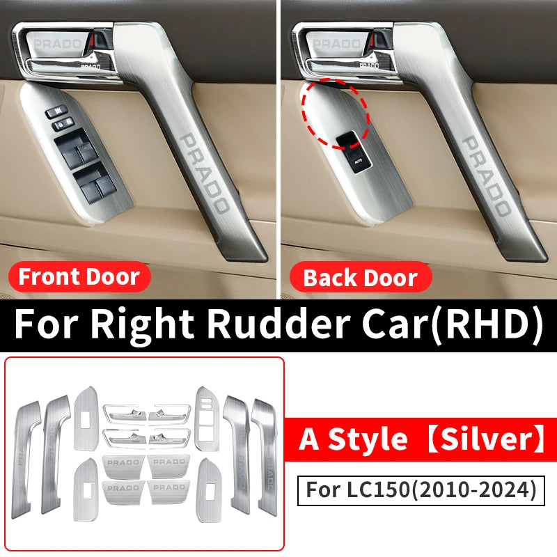 For Toyota Land Cruiser Prado 150 2010-2024 2023 2022 Car Door Handle Decorative Glass Switch Button LC150 Interior Accessories