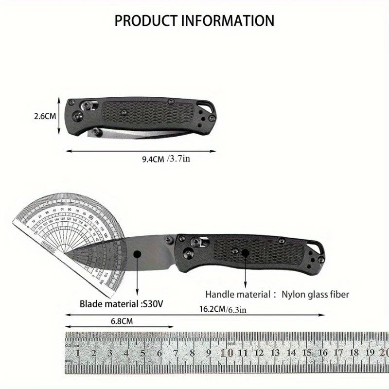 BM 533 Bugout Axle Lock Folding Knife S30V Steel Blade Nylon Fiber Handle Outdoor Camping Survival EDC Practical Cutting Knife