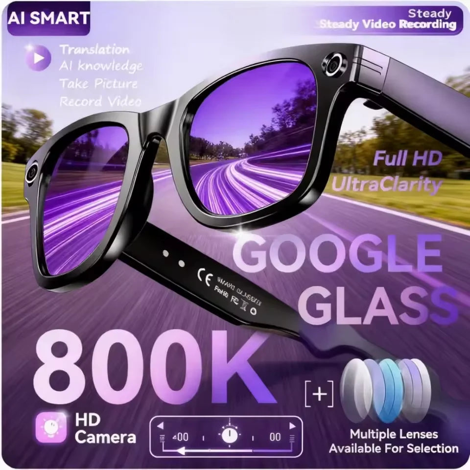 Smart Camera Glasses — Colour-Changing, 800W Photo & Video