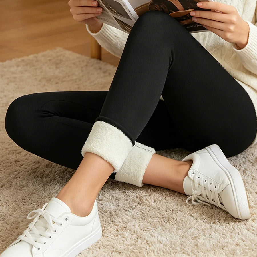 Women's Fleece Lined Thermal Leggings - Stretch High Waist Pants - photo 2