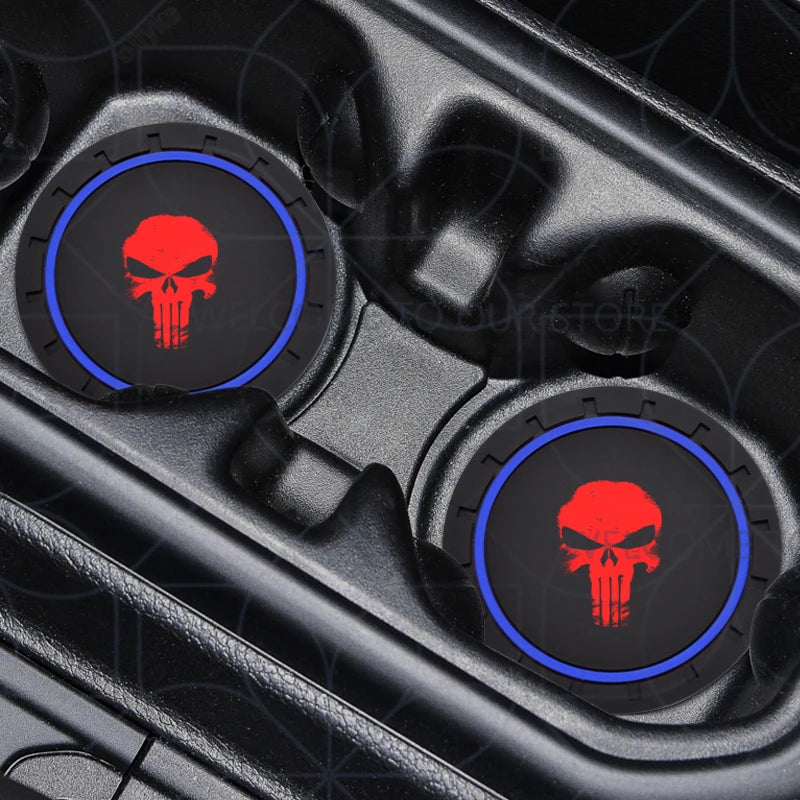 Skull Logo Cup Holder Coasters (2-Pack) - Jeep Wrangler, Dodge Challenger & RAM