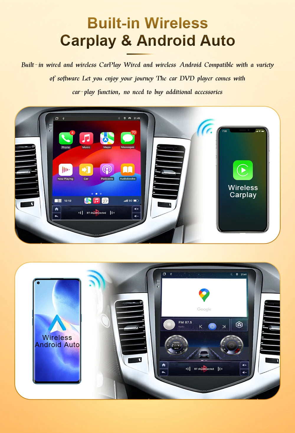 Car Stereo with Apple CarPlay & Android Auto, Compatible with Ford C-MAX, Kuga 2 & Escape 3