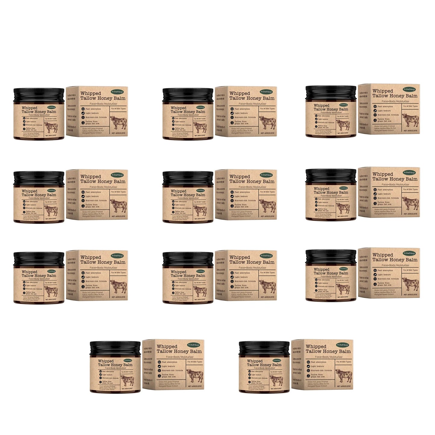 WoodSleep Whipped Beef Tallow Balm - Grass-Fed Tallow & Wild Honey
