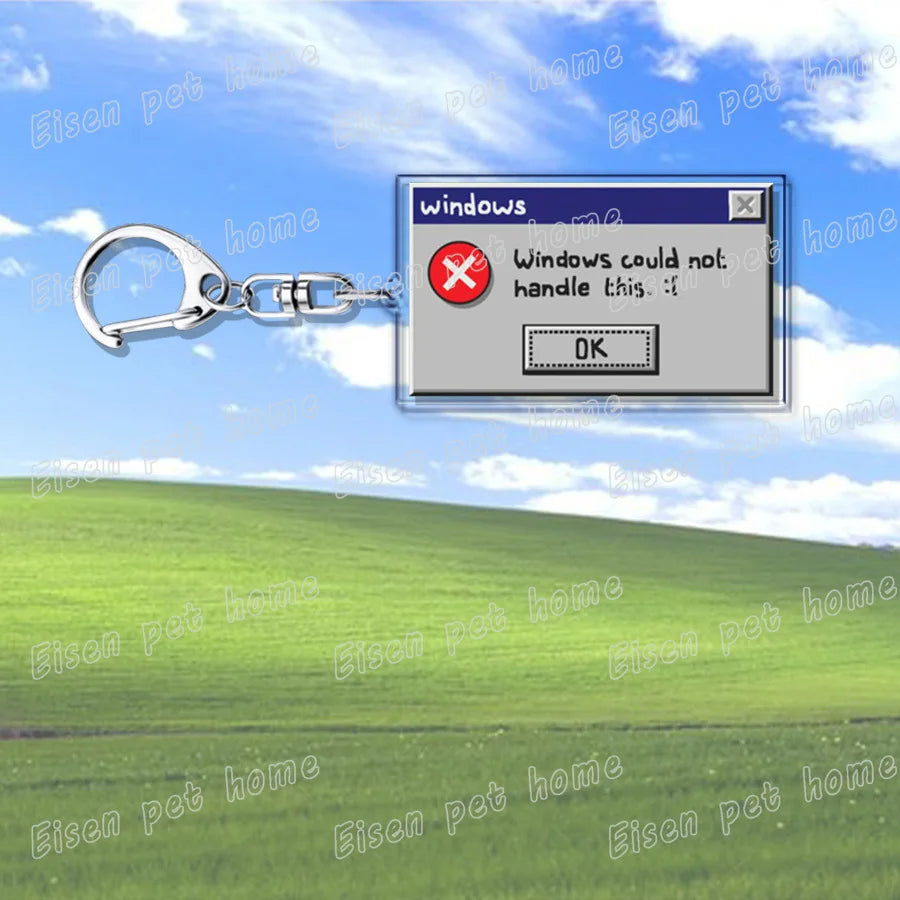 Creative XP Window Keychains for Accessories Bag Funny Task Failed Successfully KeyChain Ring Jewelry Fans Gifts Keyrings