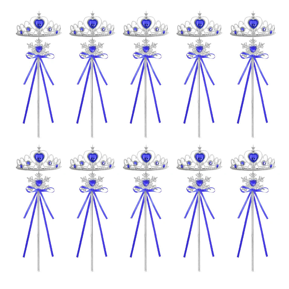 Wholesale 20pcs/lot Kids Crown Tiara Princess Magic Wand Wand Snowflake Fairy Stick Princess Show Dress Up Costume Accessories