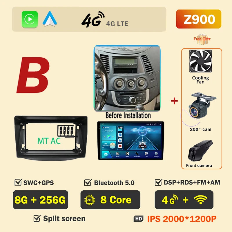 Android 16 Car Radio Player For Mitsubishi Grandis 1 2003 - 2011 Auto GPS Navigation Carplay Bluetooth DSP Wifi 5G NO 2din DVD