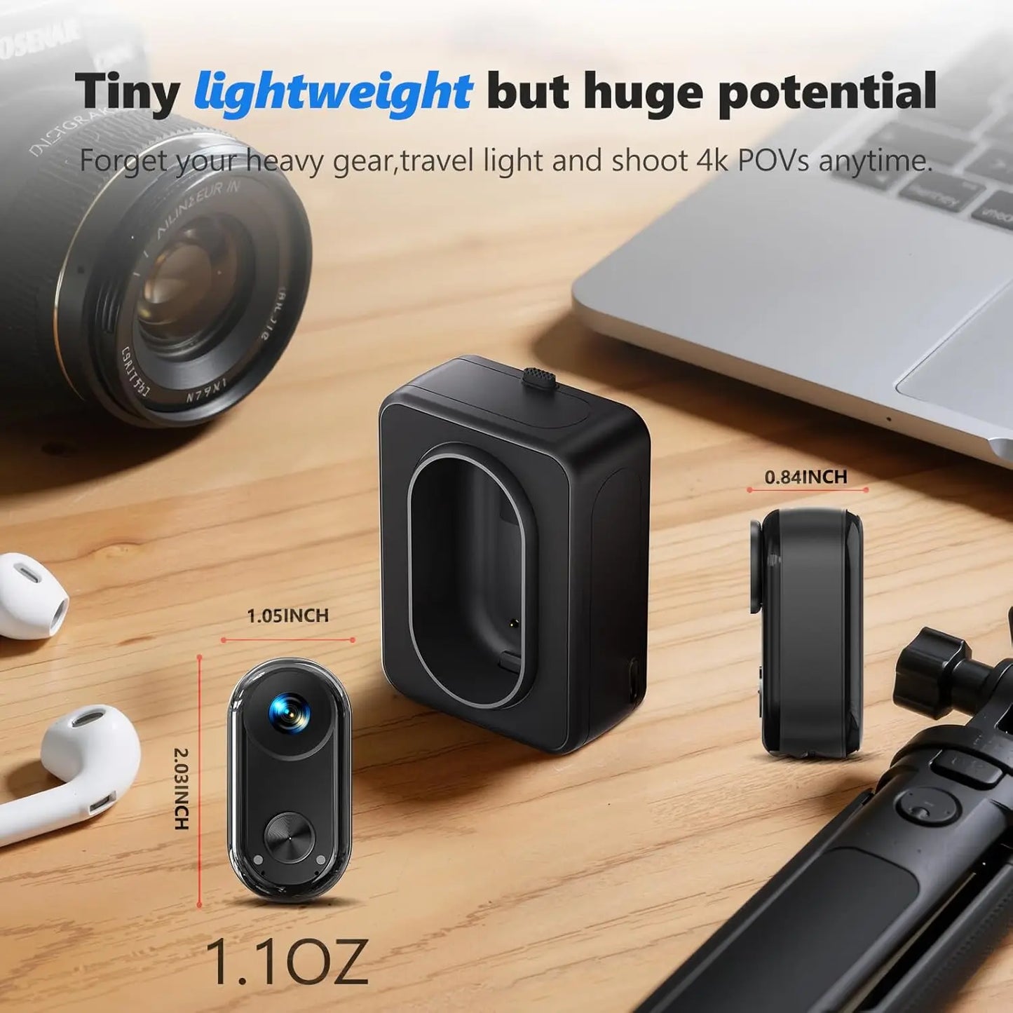 ANSVICAM 4K Mini Action Camera — 6-Axis Stabilised POV Vlog Cam
