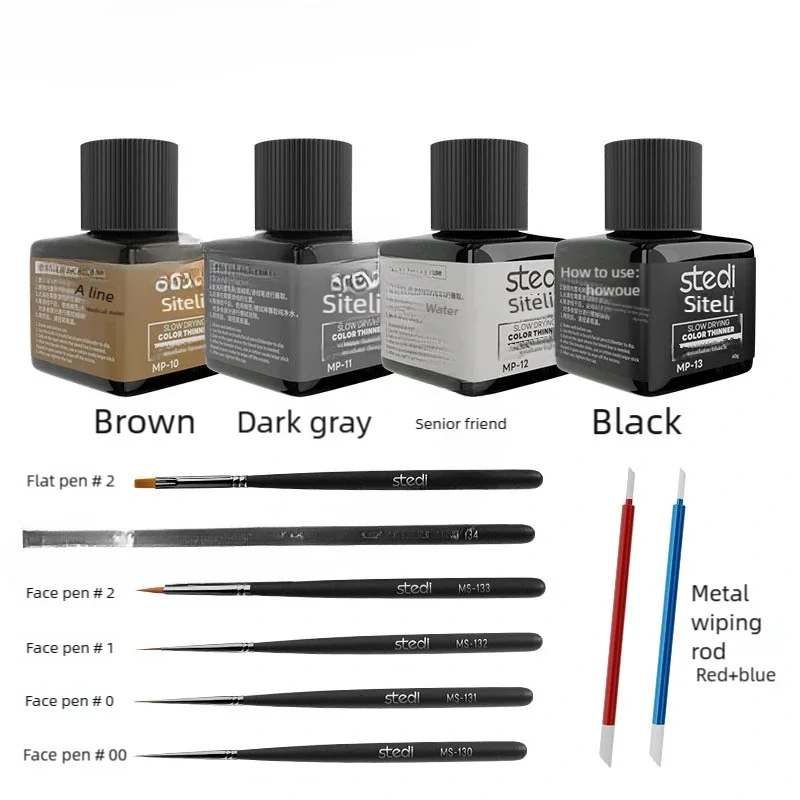 40g Stedi MP10-MP29 Water-based Fluorescent Panel Liner Paint for Model Building Fluorescent Ink Panel Line with Tools
