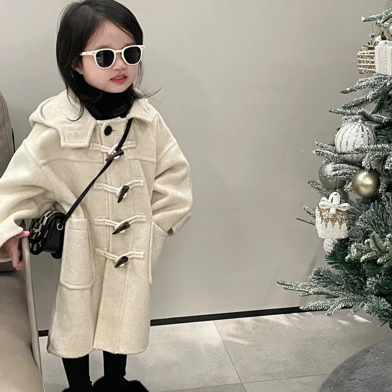 Kids Hooded Winter Coat with Toggle Buttons - Plush Trim Jacket - photo 3