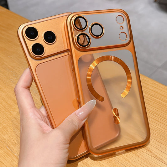 Luxury Matte Plating Phone Case Compatible with iPhone 15 to 17 Pro Max and Air - MagSafe, Shockproof Lens Film Translucent Cover