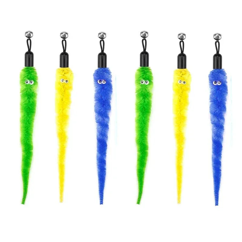 Cat Feather Toy Accessories False Birds Worm Toy with Bell Kitten Cat Toys Interactive Replacement Refill Foam Ball Training